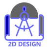 2D Design Icon - Compass drawing on sheet of design paper
