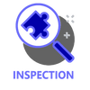 Inspection Icon - magnifying glass observing puzzle piece