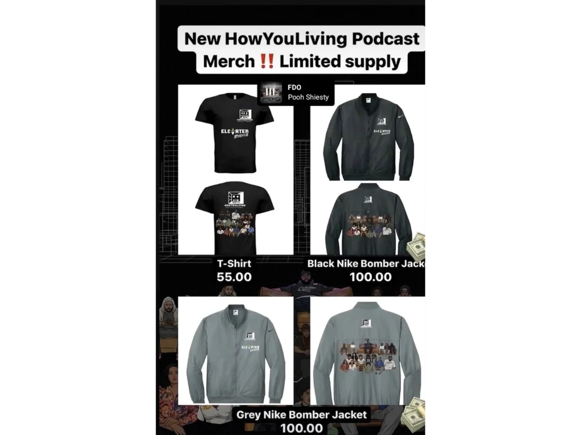 HOW YOU LIVING PODCAST T-SHIRTS & NIKE BOMBER JACKET