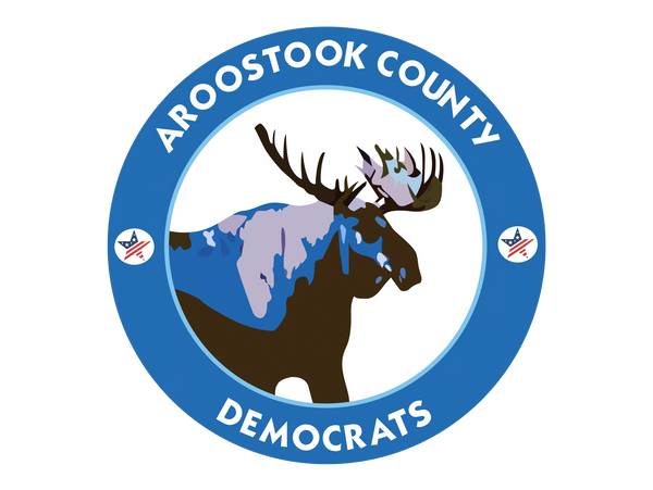 Aroostook County Democrats logo with a moose in the middle of it