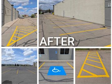 After Parking Lot Cleaning and Line Painting with Pavement Stencil Striping in Grande Prairie by APM