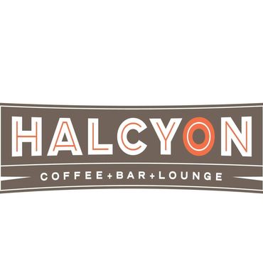 Logo for Halcyon coffee, bar, and lounge.