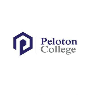 Logo of Peloton College featuring a stylized blue geometric 'P'.
