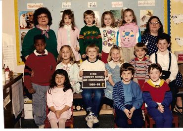 Large group of young elementary students.