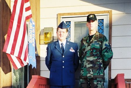 My father and I, Veterans Day, 2003, Evanston, WY