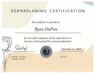 DermaplanePro, Certificate