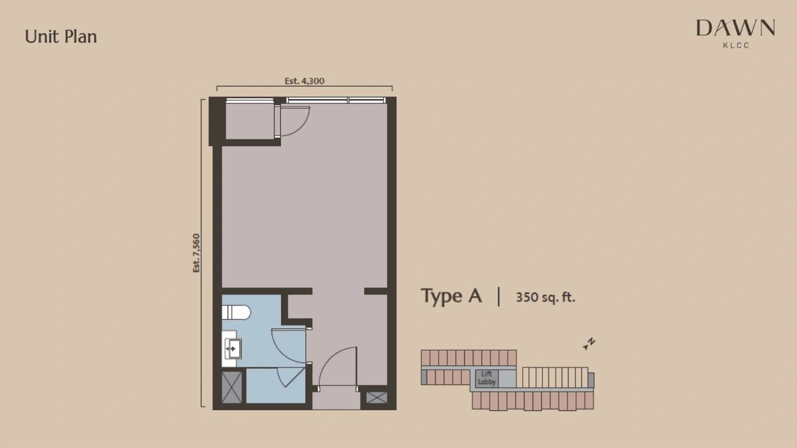 Dawn Type A floor plan in KLCC, Kuala Lumpur