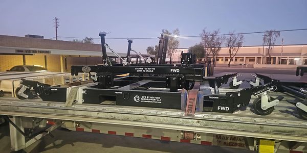 Aircraft ground support equipment on a flatbed truck.