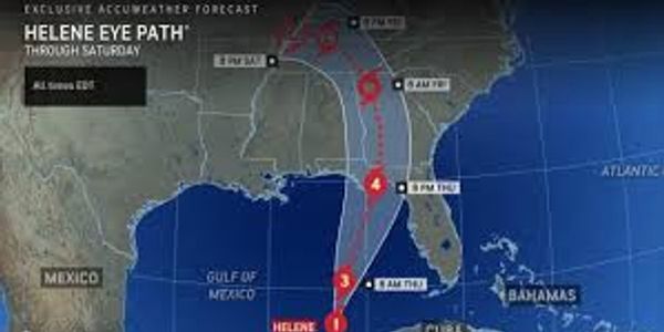 Hurricane Helene's projected path through the Gulf of Mexico and southeastern US.