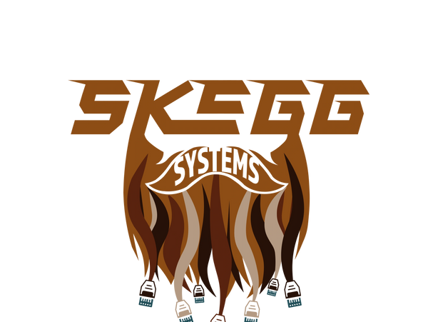 Skegg top text and systems in the moustache and ethernet ends at ends of multi colored beard