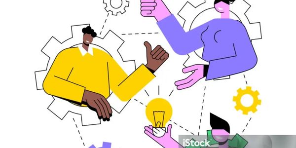 People interconnected through ideas and teamwork.