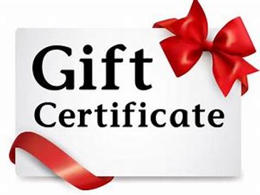 A gift certificate with red ribbon decoration.
