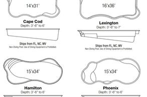 fiberglass pool shapes and sizes