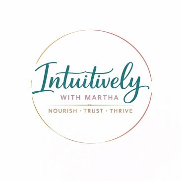 Logo for Intuitively with Martha featuring a circular design and tagline.