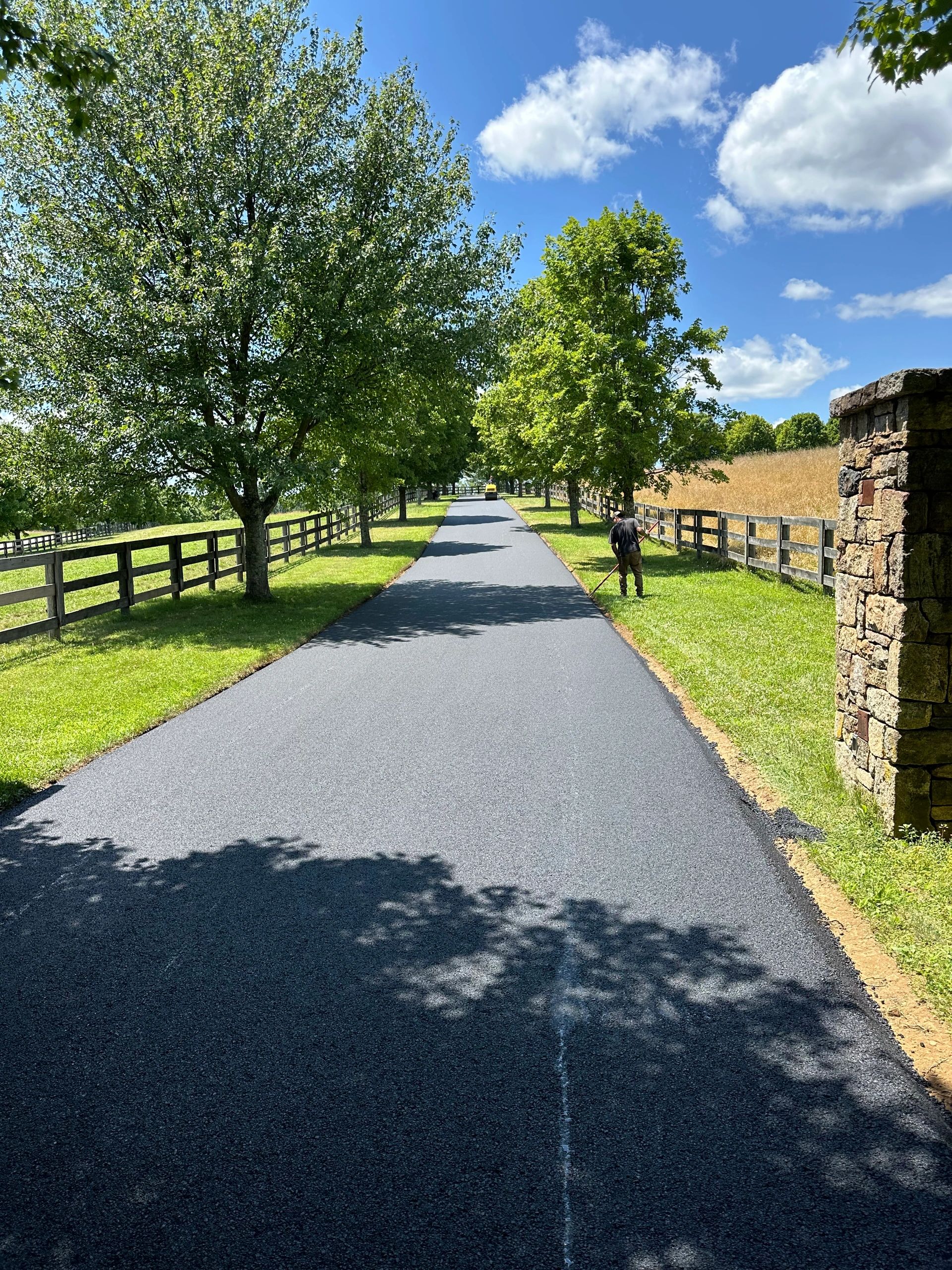 Fresh asphalt pavement
