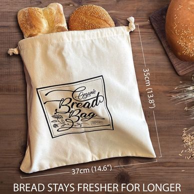 2 X Bread Bags for Homemade Bread - Plastic Lined, Reusable Linen Cloth  Saver Bag For Sourdough & Homemade Bread Storage - 17 x 13 XL