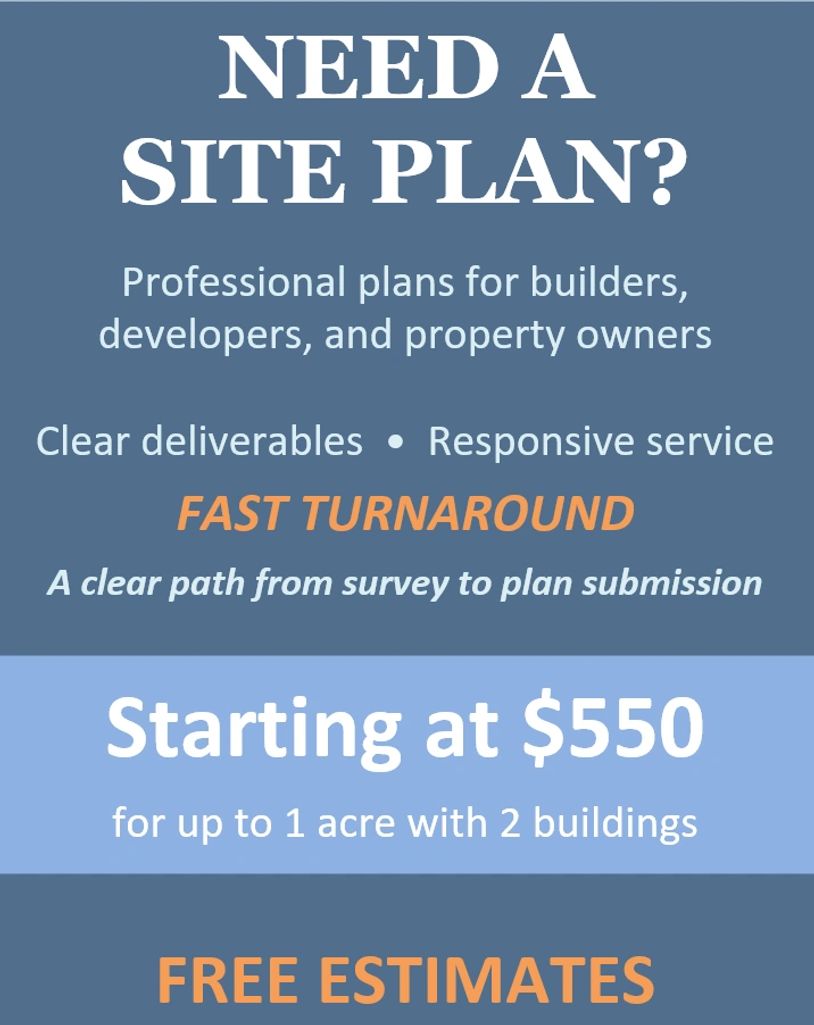 Advertisement for site plan services with fast turnaround and starting price.