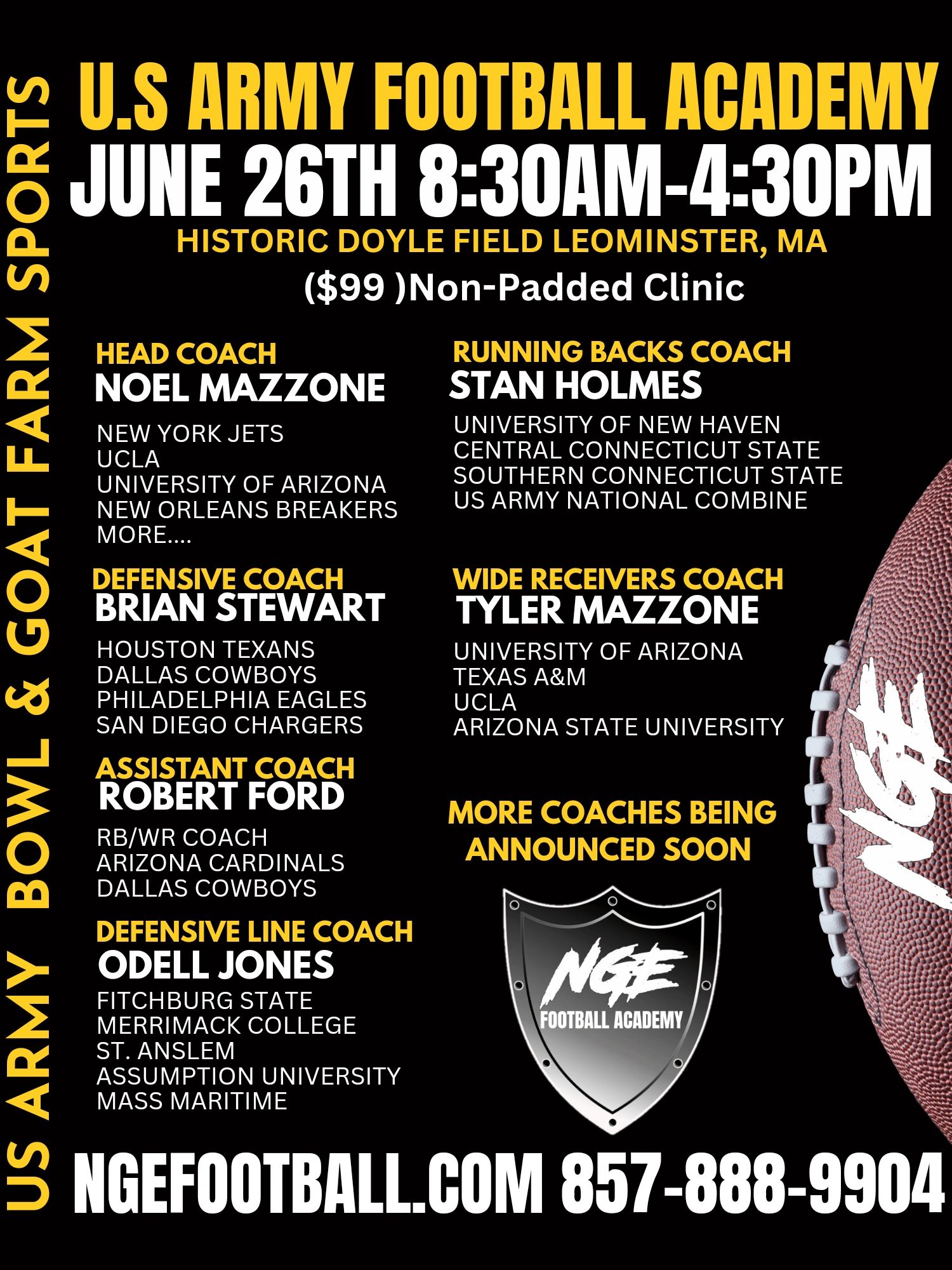 US Army Bowl Academy 
NGE Football Academy 
June 26th