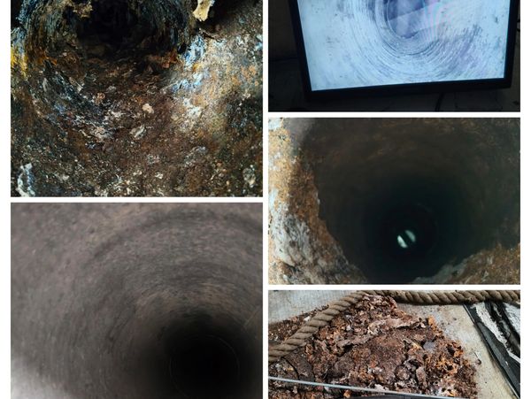 Collage of empty and dirty cylindrical pipes and pits.