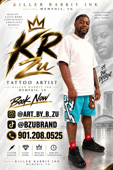 Tattoo artist advertisement for Killer Rabbit Ink in Memphis, TN.