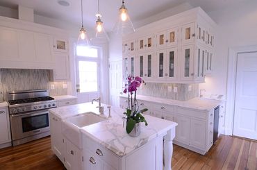 White counters and island top