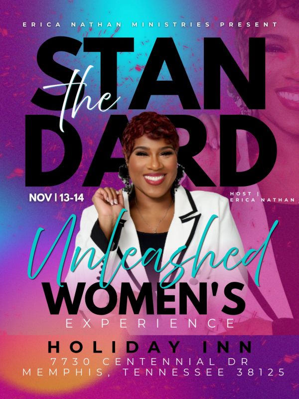 Event poster for The Standard Unleashed Women's Experience by Erica Nathan Ministries.