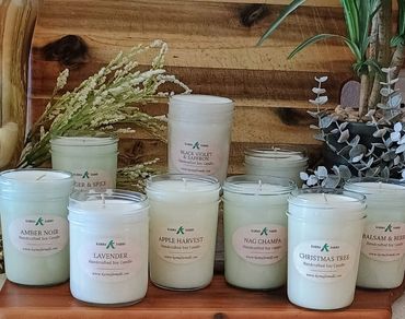 Our candle selection, for the moment.  Always more on the way