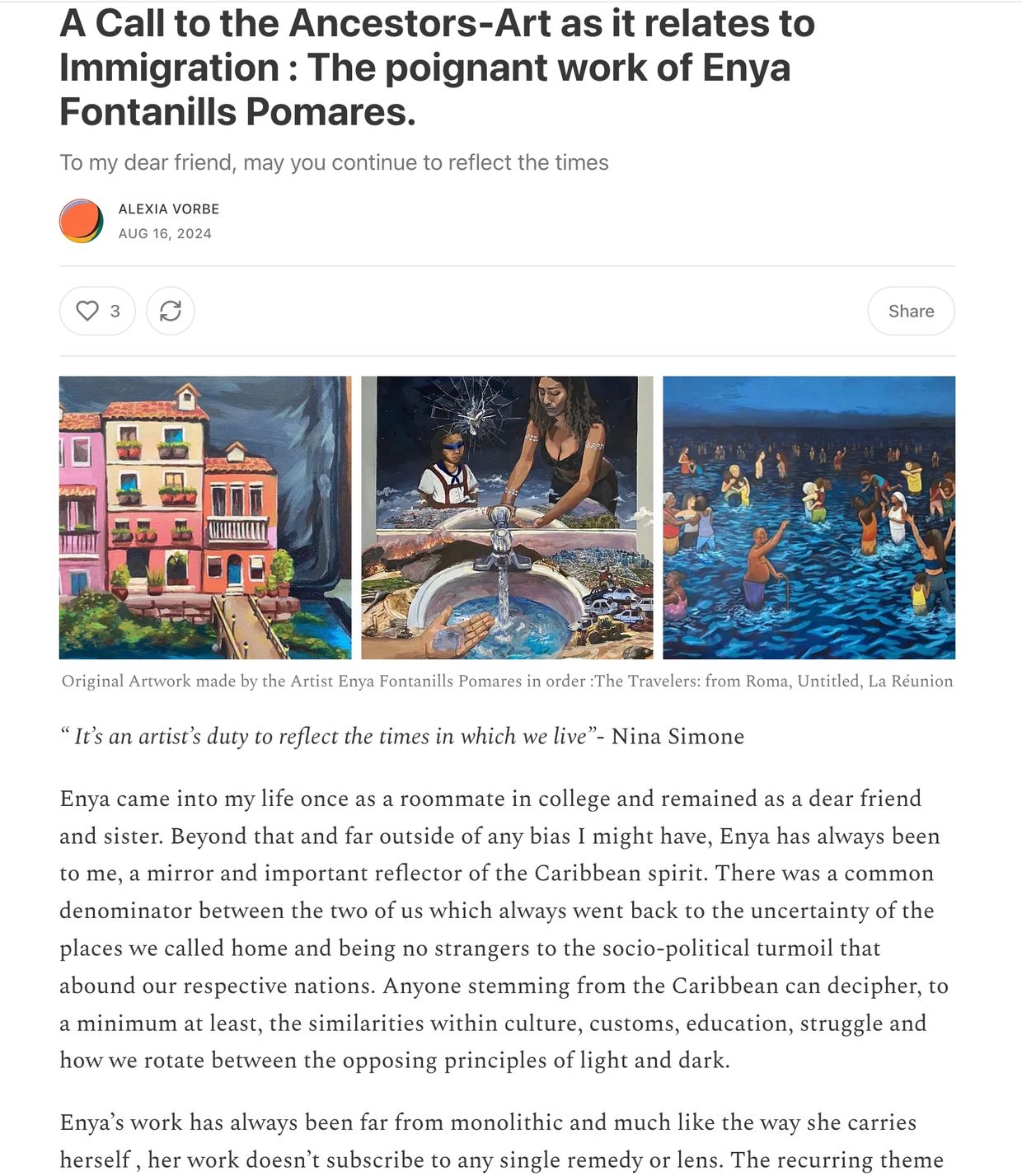 The work of Enya Fontanills Pomares Article by Alexia Vorbe