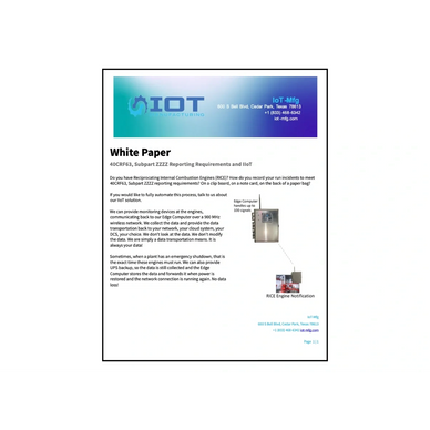 White Paper on 40CRF63, Subpart ZZZZ, Reporting Requirements and IIoT