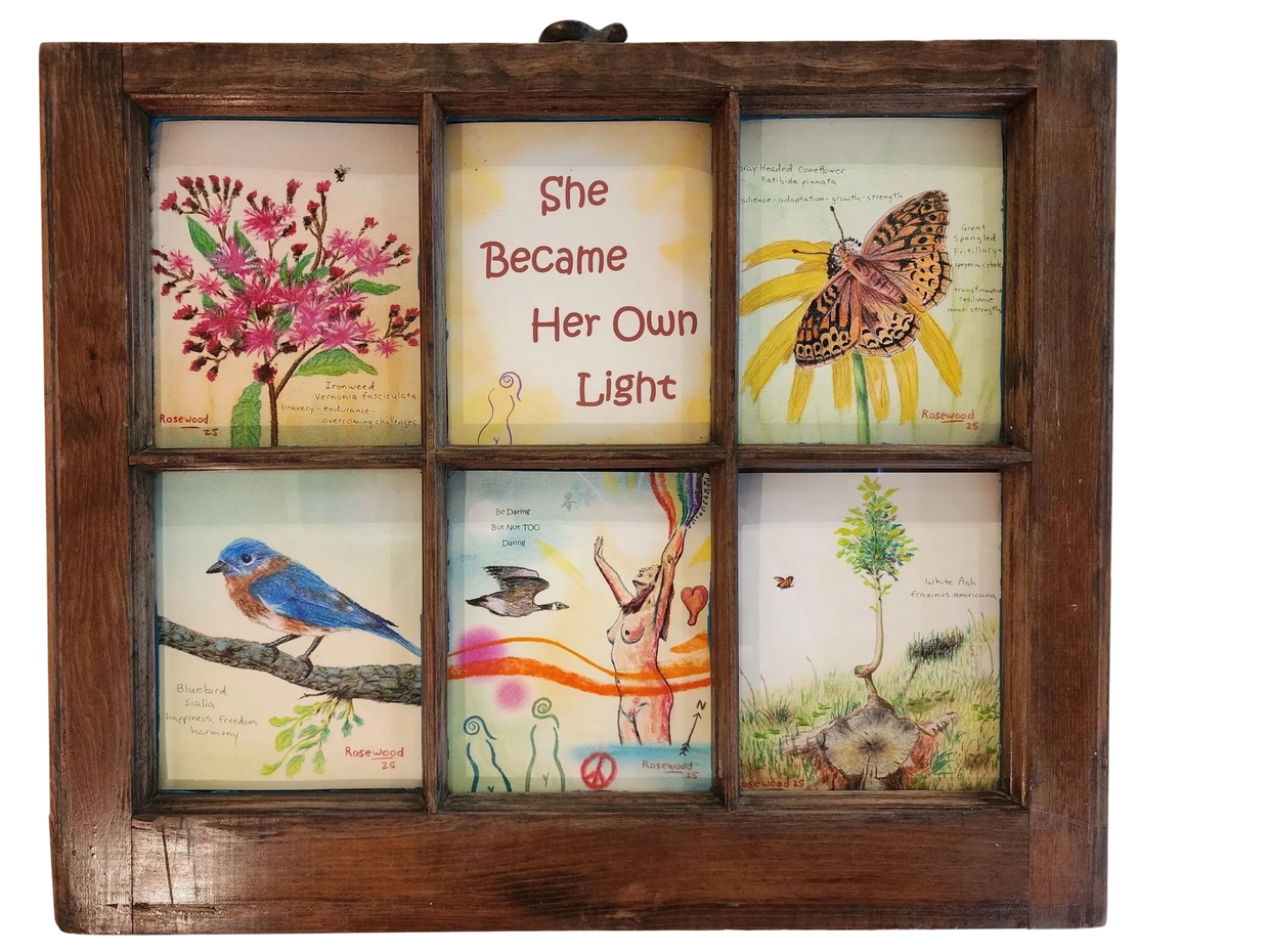 six types of artworks are kept in one frame