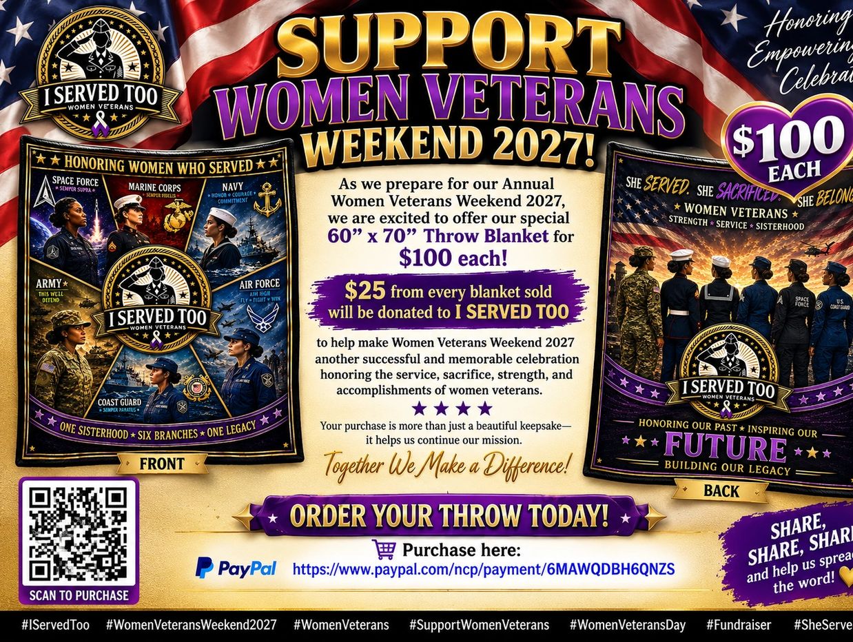 Support Women Veterans Weekend 2027 with $100 blankets, $25 donated per sale.
