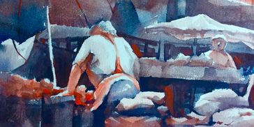 Open Market. Watercolor.