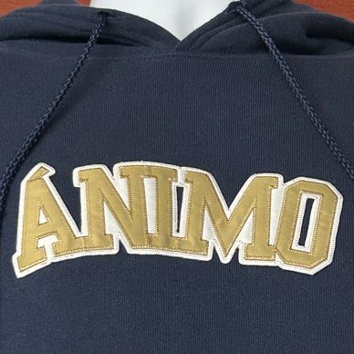 A blue color hoodie with ANIMO logo 