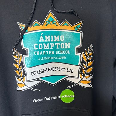 Green Dot public schools black color hoodie with logo on it 