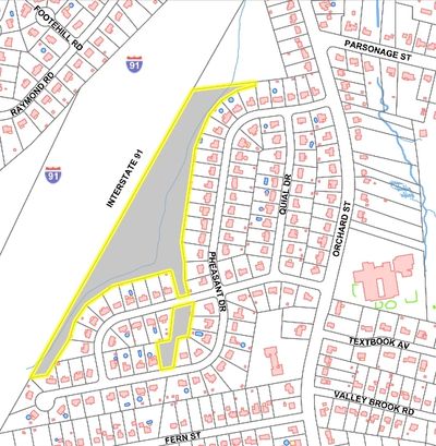 Commonly-owned property is highlighted (92 & 99 Partridge Dr.)
