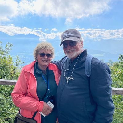 Renira and Jack Pachuta in the mountains near Bolzano, Italy,