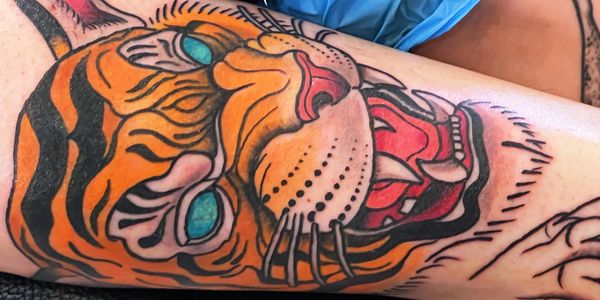 Neotraditional of a Tiger Tattoo at 321ink Tattoo Shop