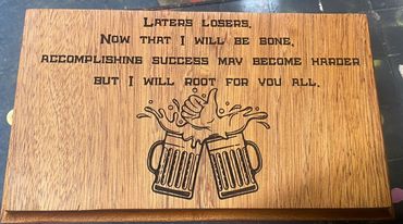 Engraved wooden plaque