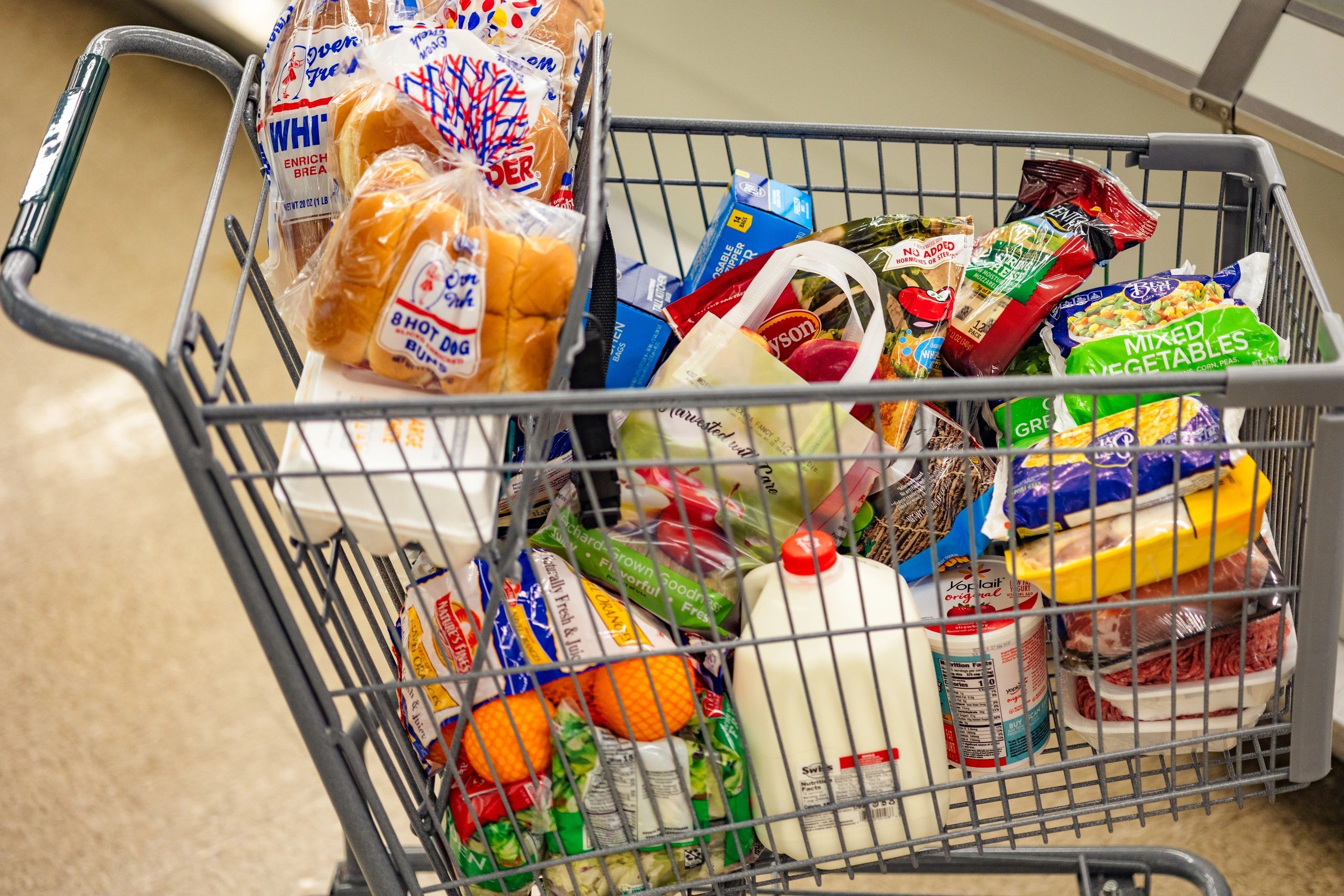Full grocery shopping cart
