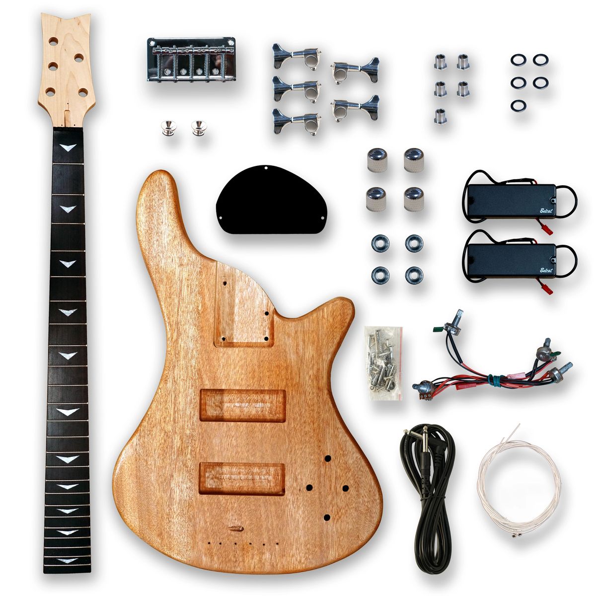 BexGears DIY Bass Guitar Kit 5 String Guitar Kits Beginner Kits okoume Body  Maple Neck Chrome Hardware Right Handed Build Your Own Guitar
