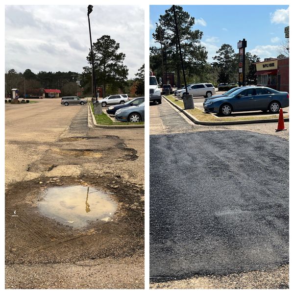 Asphalt Contractor Pothole Repair Company in Brookhaven MS. Asphalt Patching at Zaxby's Brookhaven.