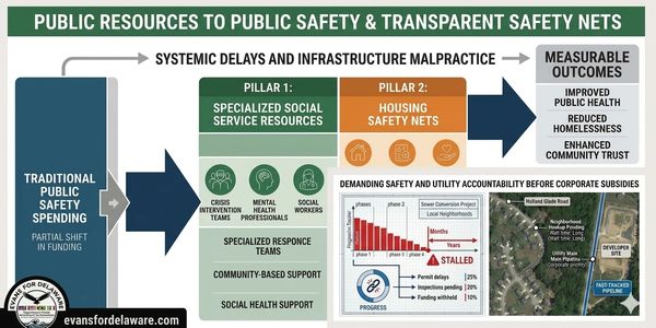 Diagram showing public resources allocated to public safety and housing safety nets.