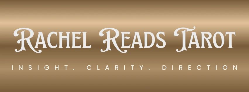 Logo for Rachel Reads Tarot offering insight, clarity, and direction.