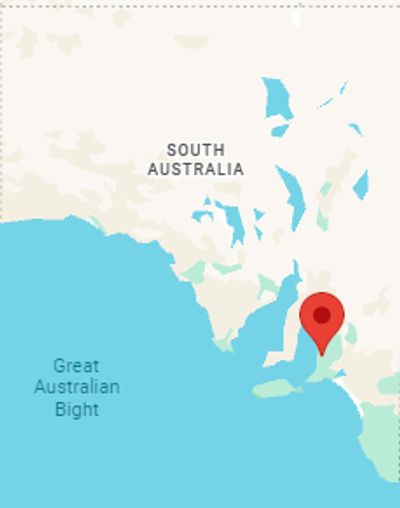 Map showing a location in South Australia near the Great Australian Bight.