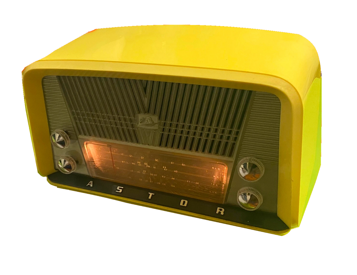 Beautiful 1958 Astor BPJ Valve (tube) Radio, lemon colour, Aux input fitted