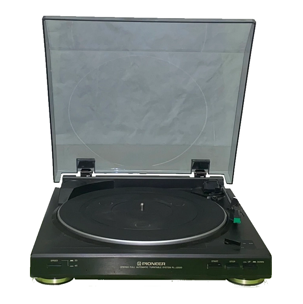 Pioneer turntable with inbuilt preamp (so plugs into any aux in) fully