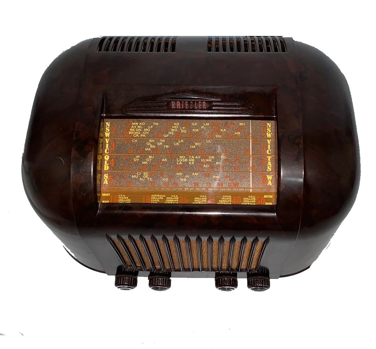 Simply beautiful 1948 Kriesler Australia 11-20 Bakelite Valve Radio (  Wireless, Plum Pudding )