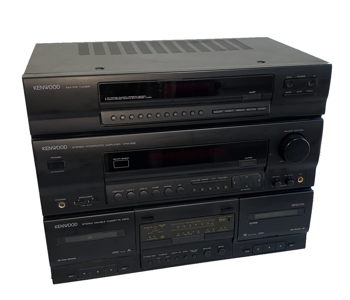 Kenwood KRX592 AM/FM Receiver Amplifier / dual cassette deck with
