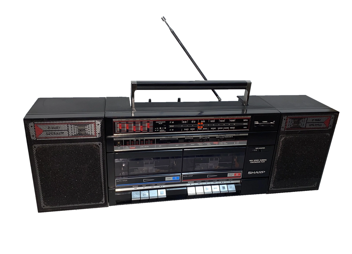 Sharp WF-372A Stereo Radio Dual Cassette Boombox w removeable speakers ...