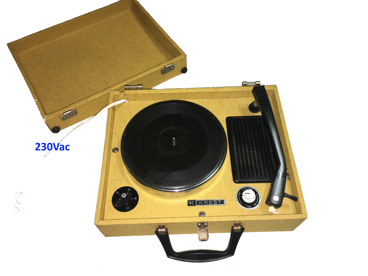 Krest / Kingsley Portable Record Player early 60s 4 speed Transistorised
